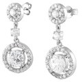 Sterling Silver CZ Circle-cut Dangling Earrings
