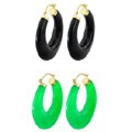 14k Gold Jade or Onyx Hoop Earrings