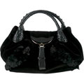 Fendi Black Velvet Fur Ruffle 'Spy' Bag