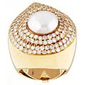 18k Gold Mabe Pearl and Diamond Cocktail Ring (I, VS1)