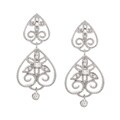 Sterling Silver and CZ Heart Drop Earrings