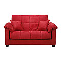 Madras Crimson Red Microfiber Futon Loveseat