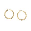 14k Yellow Gold Bamboo-style Hoop Earrings