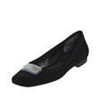 Fendi Women's Black Suede Lucite Gem Ballet Flats