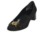 Gucci Women's Black 'GG' Canvas Buckle Pumps