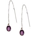 14k White Gold Amethyst Threader Earrings
