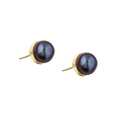 14k Gold Black Freshwater Pearl Earrings (6.5 mm)