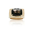 18k Goldplated Smokey Quartz and White Topaz Ring