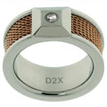 Diamante di Uomo Steel and Rose Plated Diamond Ring