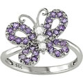 10k Gold Amethyst and White Topaz Butterfly Ring