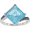 14k White Gold Blue Topaz and Blue Sapphire Ring