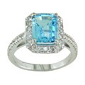 14k White Gold 1/2ctw Diamond Blue Topaz Ring