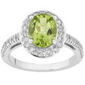 14k White Gold 1/2ctw Diamond Peridot Ring