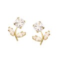 14k Yellow Gold Cubic Zirconia Flower Earrings
