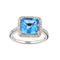 14k Gold Blue Topaz and 1/3ct TDW Diamond Ring (HI, I1-I2)