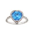 14k Gold Blue Topaz and 1/5ct TDW Diamond Heart Ring