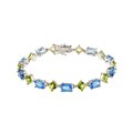 14k White Gold Blue Topaz and Peridot Bracelet
