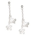 Sterling Silver Butterfly and Flower Earrings
