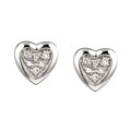 Sterling Silver and CZ Heart Stud Earrings