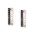 Sterling Silver Black and White Half Hoop Earrings