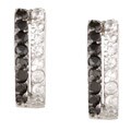 Sterling Silver Black and White Half Hoop Earrings