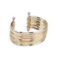 Silvertone and Goldtone Polished CZ Cuff Bracelet
