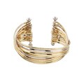 Silvertone and Goldtone CZ Polished Cuff Bracelet