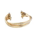 Silvertone and Goldtone CZ Fashion Cuff Bracelet