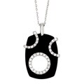 Silvertone Black Onyx and CZ Mod Necklace