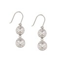 Silvertone and CZ Art Deco Drop Earrings