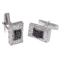 Sterling Silver Black and Clear CZ Star Cuff Links