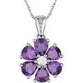 10k Gold 1/10ct TDW Diamond Amethyst Necklace