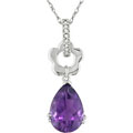 10k White Gold Diamond Amethyst Necklace