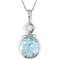 10k Gold 1/10ct TDW Diamond Blue Topaz Necklace