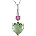14k Gold Diamond Multi-gemstone Heart Necklace