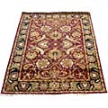 Indo Mahal Hand-knotted Rug Burgundy/ Black (7'9x9'9)