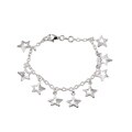 Sterling Silver Textured Star Charm Bracelet
