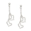 Sterling Silver Textured Hearts Drop Earrings