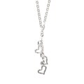 Sterling Silver Textured Heart Y-style Necklace