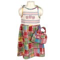BT Kids Girl's Patchwork Plaid Sundress with Handbag