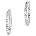 Sterling Silver 25 mm Inside and Out CZ Hoop Earrings