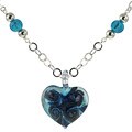 Murano glass Blue Heart and Glass Bead Necklace