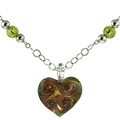 Murano glass Green Heart and Glass Bead Necklace