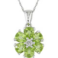 10k White Gold 1/10ct TDW Diamond Peridot Necklace