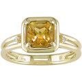 10k Gold Square Citrine and Diamond Ring