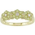 10k Yellow Gold Peridot and Diamond Flower Ring
