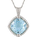 10k Gold Sky Blue Topaz and Diamond Necklace