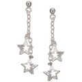 Sterling Silver Textured Stars Drop Earrings