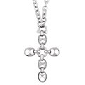 Sterling Silver CZ Mariner's Link Cross Necklace