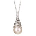 Sterling Silver CZ and Faux Pearl Necklace
